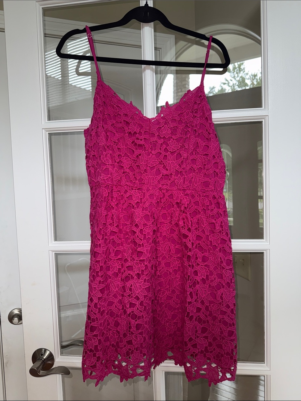 Women's Fuchsia Lace Spaghetti Strap Dress